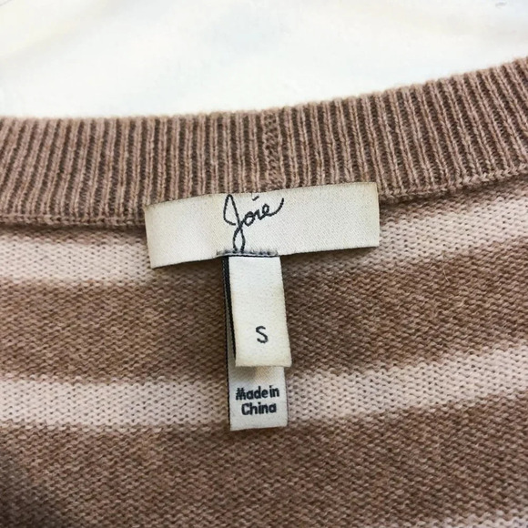Joie Striped Wool Cashmere Blend Tight Knit Scoop Neck Classic Pullover Sweater - Picture 7 of 10
